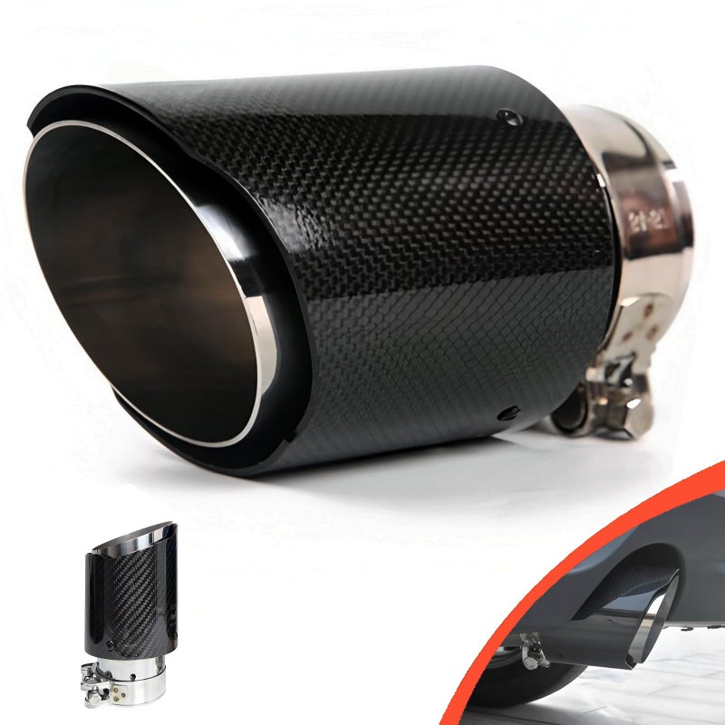 Jyphorixal Carbon Fiber Exhaust Tip, 2.5" Inlet to 4" Outlet, Universal Muffler Tail Pipe for Automotive Exhaust Systems (Silver, 2.5" in 4" out) - Image 1