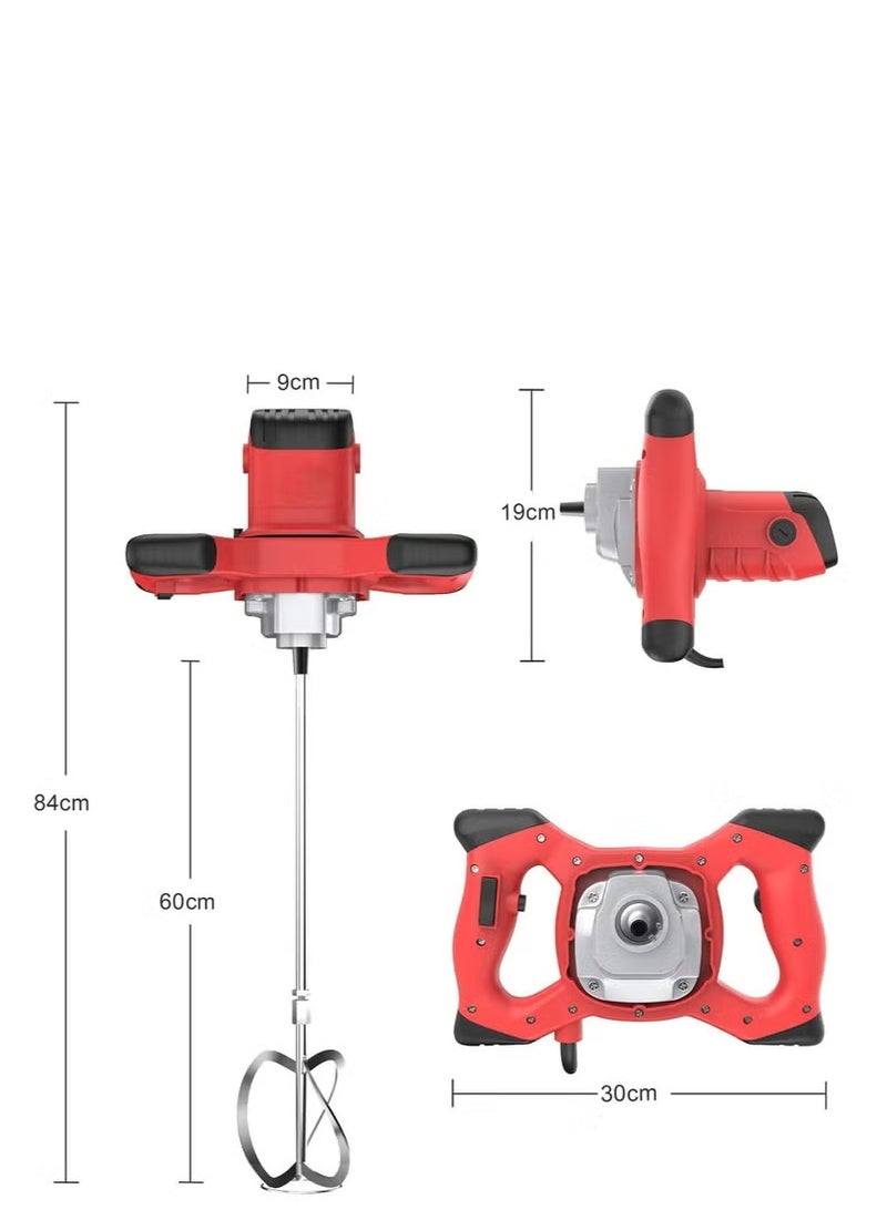 XiuWoo 2100W Concrete Cement Mixer, Portable Electric Paddle Mixer Adjustable 6 Speed Handheld Plaster Grout Paint Thinset Mortar Paddle Mixer Drill Mixer Stirring Tool - Image 4