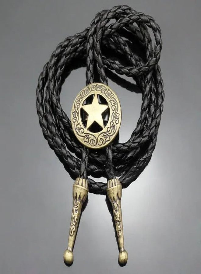 THE MEN THING STELLAR STAR - Retro Alloy Pendant Bolo Tie | Adjustable Genuine Leather Cowboy Necktie Necklace for Men & Boys - Image 3