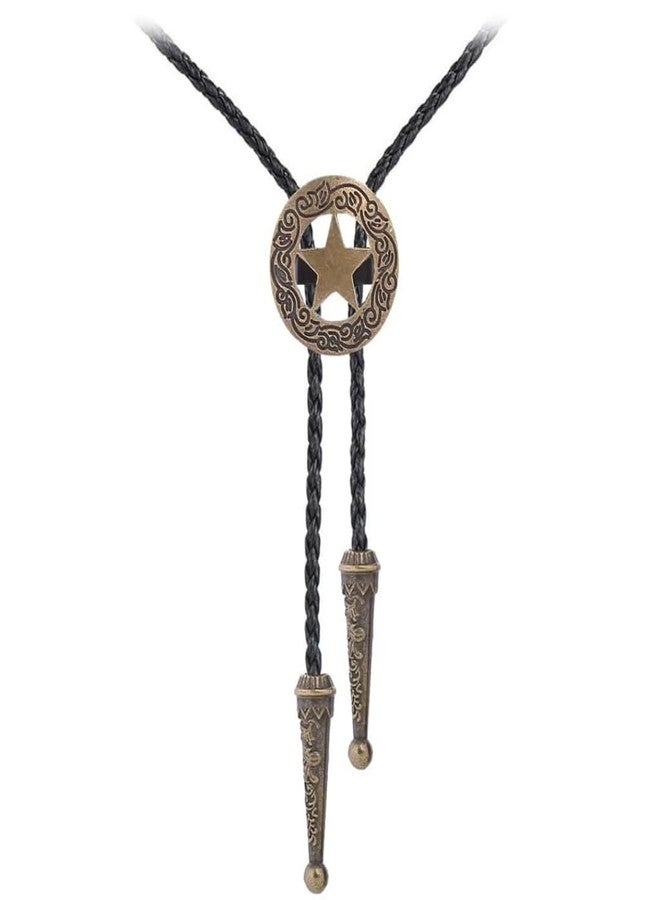 THE MEN THING STELLAR STAR - Retro Alloy Pendant Bolo Tie | Adjustable Genuine Leather Cowboy Necktie Necklace for Men & Boys - Image 1