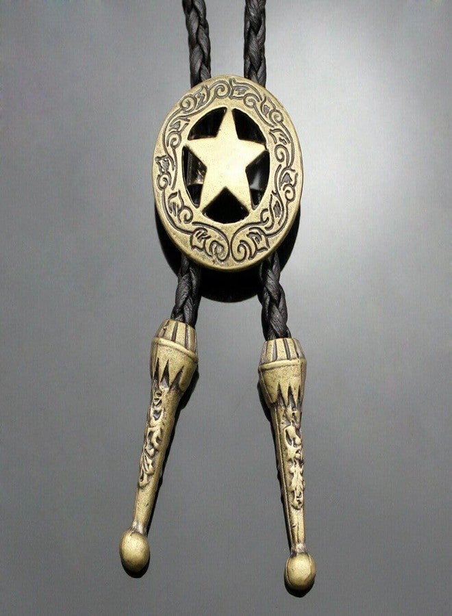 THE MEN THING STELLAR STAR - Retro Alloy Pendant Bolo Tie | Adjustable Genuine Leather Cowboy Necktie Necklace for Men & Boys - Image 4