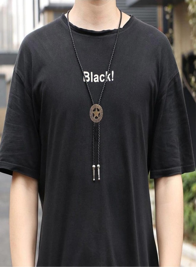 THE MEN THING STELLAR STAR - Retro Alloy Pendant Bolo Tie | Adjustable Genuine Leather Cowboy Necktie Necklace for Men & Boys - Image 5