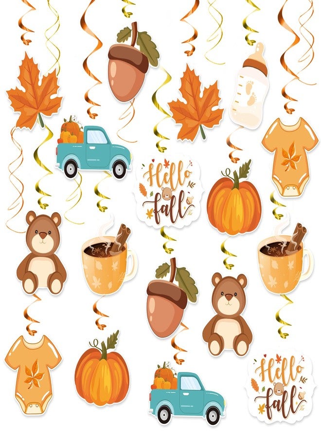 WEEPA 30 Pcs Fall Party Hanging Decorations Hello Fall Pumpkin Hanging Swirls Autumn Ceiling Hanging Decorations for Fall Party Decorations Thanksgiving Party Supplies - Image 1