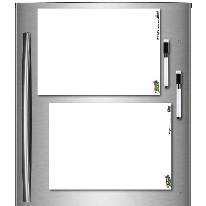 Windup Magnetic Rubber White Board Reusable Dry-Erase - Set of 2 A4 (8x12 in) - Free2 Magnetic Marker Pens - Image 1