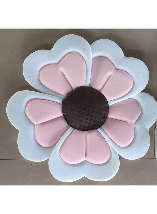 ZEKAROUL Baby Bath Pad For Infant Newborn Soft Flower Bathtub Mat Baby Bath Support Lounger For Bathtub (Pink 31.5") - Image 1