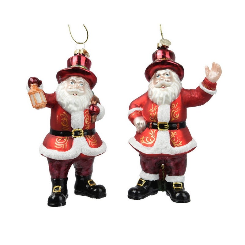 Kaemingk Glass Santa Christmas Ornament Holiday Decoration for Indoor & Outdoor Tree Décor– 15.2cm, 1-Piece Assorted - Image 1