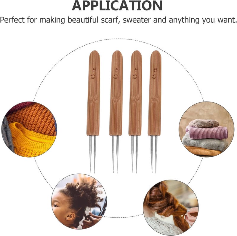 Gadpiparty 5pcs 0.5mm Double-Ended Dreadlocks Crochet Hooks Hairdressing Tool Handle Hair Weaving Needles for Braiding and Interlocking Dreads in Salon and Home Use - Image 5