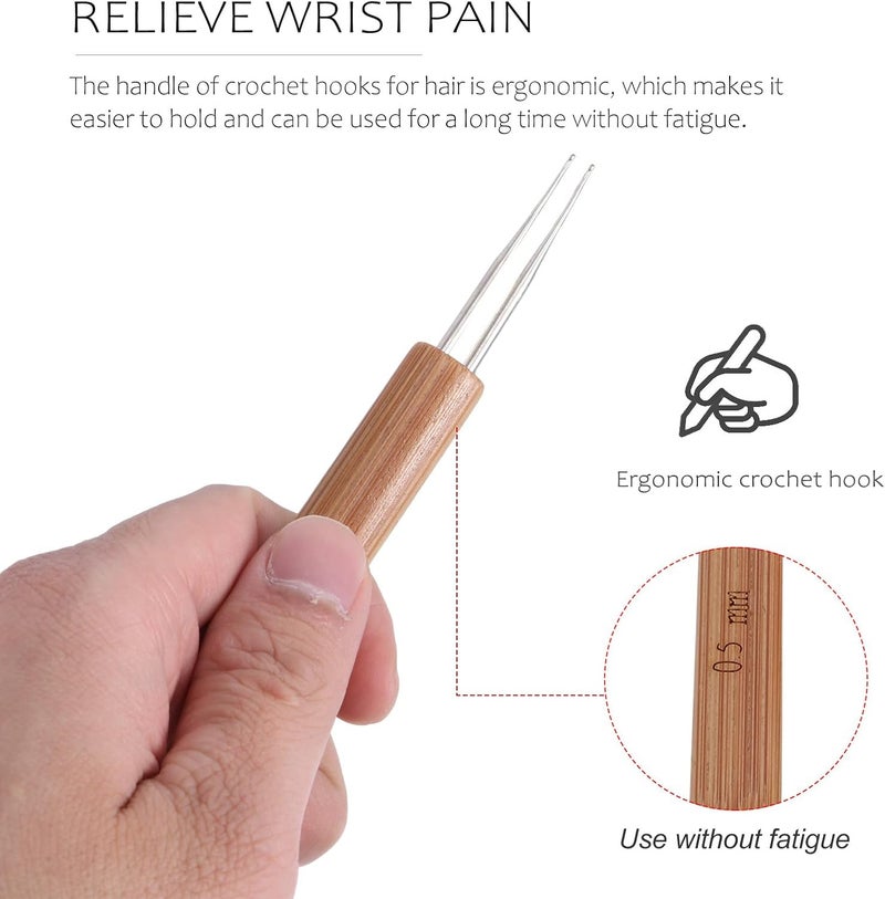 Gadpiparty 5pcs 0.5mm Double-Ended Dreadlocks Crochet Hooks Hairdressing Tool Handle Hair Weaving Needles for Braiding and Interlocking Dreads in Salon and Home Use - Image 4