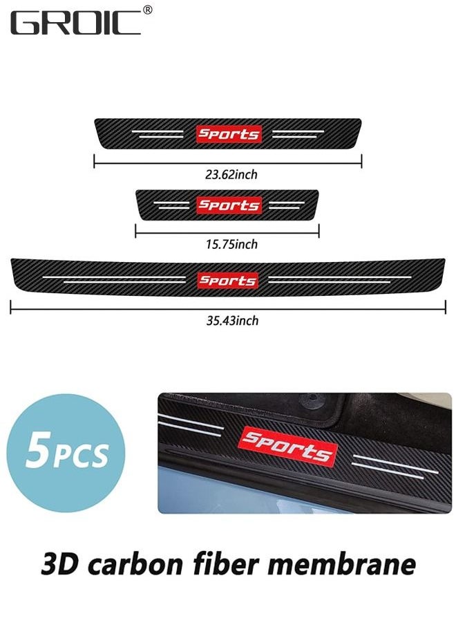 GROIC 5PCS Car Door Sill Protector Stickers,Carbon Fiber Sport Threshold/Rear Bumper Guard Anti-Scratch Sticker Door Edge Protection Decorate,Interior Accessories Self-Adhesive Anti-Scratch Waterpoor  - Image 3