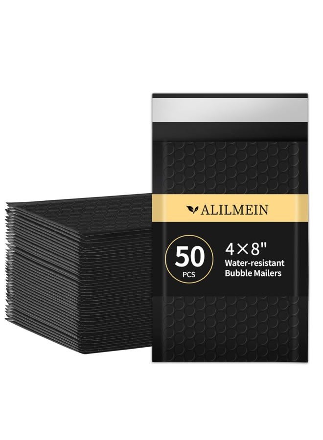 alilmein أكياس الفقاعات Alilmein 4×8 بوصة 50 حزمة أكياس فقاعات صغيرة مقاومة للماء مغلفة ذاتيًا لاصقة لأكياس الشحن لبطاقات البريد والمجوهرات ومستحضرات التجميل وتغليف الأعمال الصغيرة - Image 1