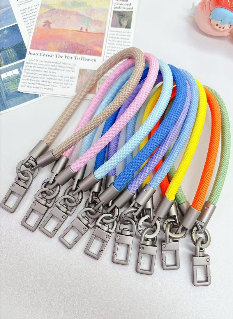 tag Colorful Braided Nylon Lanyard Keychain with Metal Hook – 9pcs Set – Multicolor Durable Wrist Strap for Mobile, Keys, Bags & Accessories - Image 2