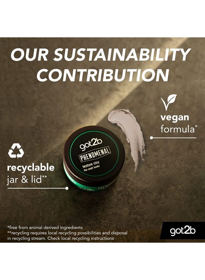 Got2b Schwarzkopf PhenoMENal Texture Hair Styling Clay, Vegan, Strong Hold, Matt Finish, No Stickiness, 100ml (Pack of 1)