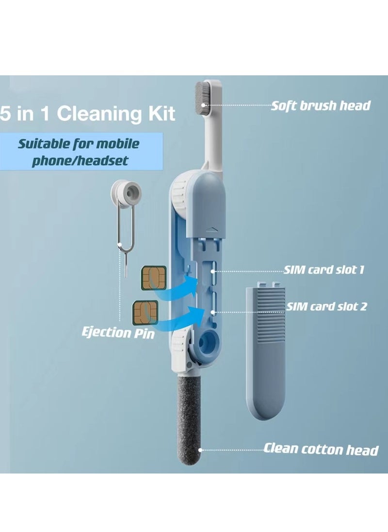 Generic - Airpods Cleaning Kit 5-in-1 multifunctional cleaning kit (with soft brush | flocked sponge | 2 SIM card slots | card removal pin) Easily clean the gaps in Bluetooth headsets and mobile phones - Image 1