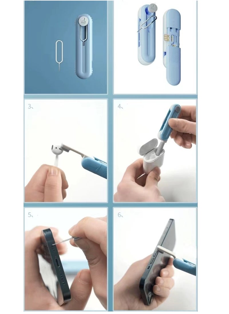 Generic - Airpods Cleaning Kit 5-in-1 multifunctional cleaning kit (with soft brush | flocked sponge | 2 SIM card slots | card removal pin) Easily clean the gaps in Bluetooth headsets and mobile phones - Image 1