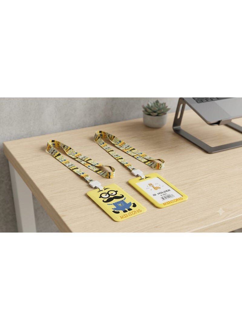 Double-Sided Cartoon ID Card Holder with Lanyard - Waterproof & Heavy-Duty Badge Holder, Ideal for Office, School, Credit Cards, and Events - Image 1