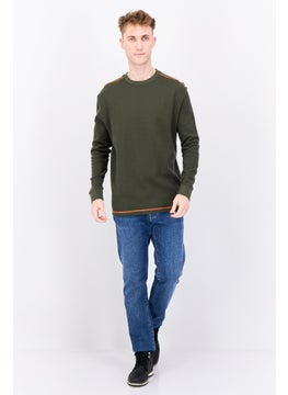 KANGOL Men Crew Neck Long Sleeves Brand Long Sweatshirt, Dark Olive  - Image 4