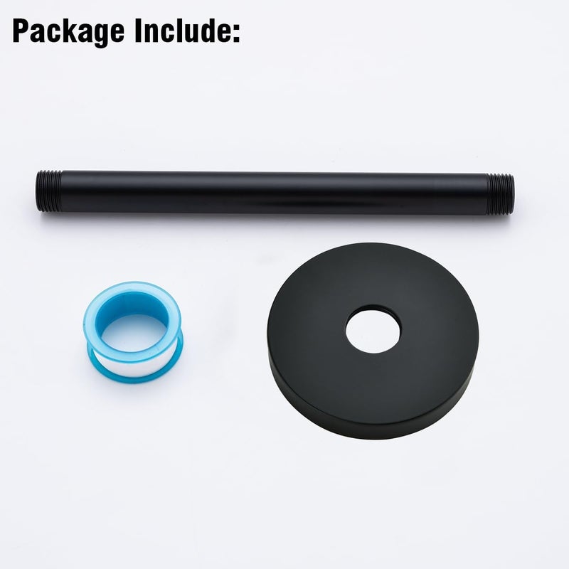 Random Shower Arm with Flange,8 Inches Ceiling Mount Shower Head Extension Arm Straight Arm Ceiling-Mounted For Fixed Shower Head,Matte Black.RD91038-8MB - Image 5
