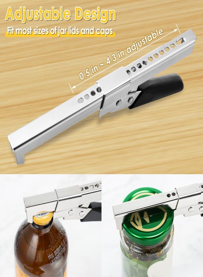 Dreyoo فتاحة علب ومرطبانات قابلة للتعديل من دريو، عبوة من قطعتين، فتاحة علب متعددة الوظائف من الفولاذ المقاوم للصدأ مع ماسك مرطبان، فتاحة أغطية مرطبانات مريحة للأيدي الضعيفة وكبار السن ومرضى التهاب المفاصل والأطفال، 7.5 بوصة - Image 2