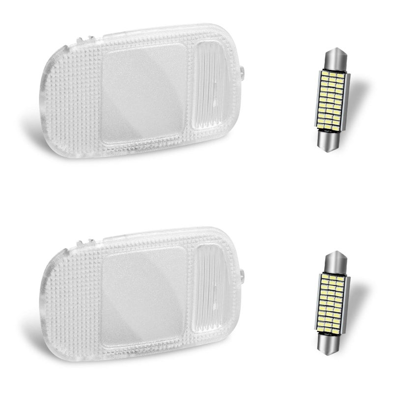 HERCOO Roof Map Dome Light Cover Overhead Console Reading Lamp Lens White Led Blubs Housing Compatible with Dodge Ram 1500 2500 3500 4500 5500