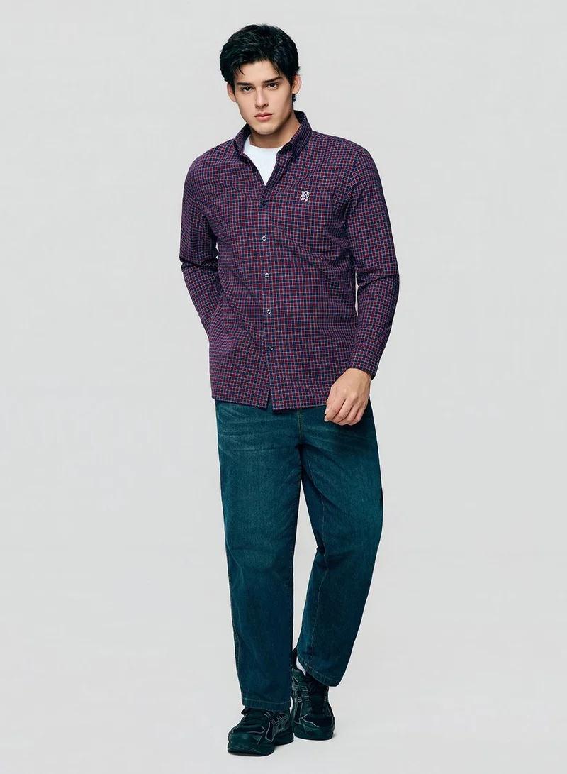 GIORDANO  Men’s Cotton Slim Oxford Shirt with Embroidery for Men | Best Price UAE