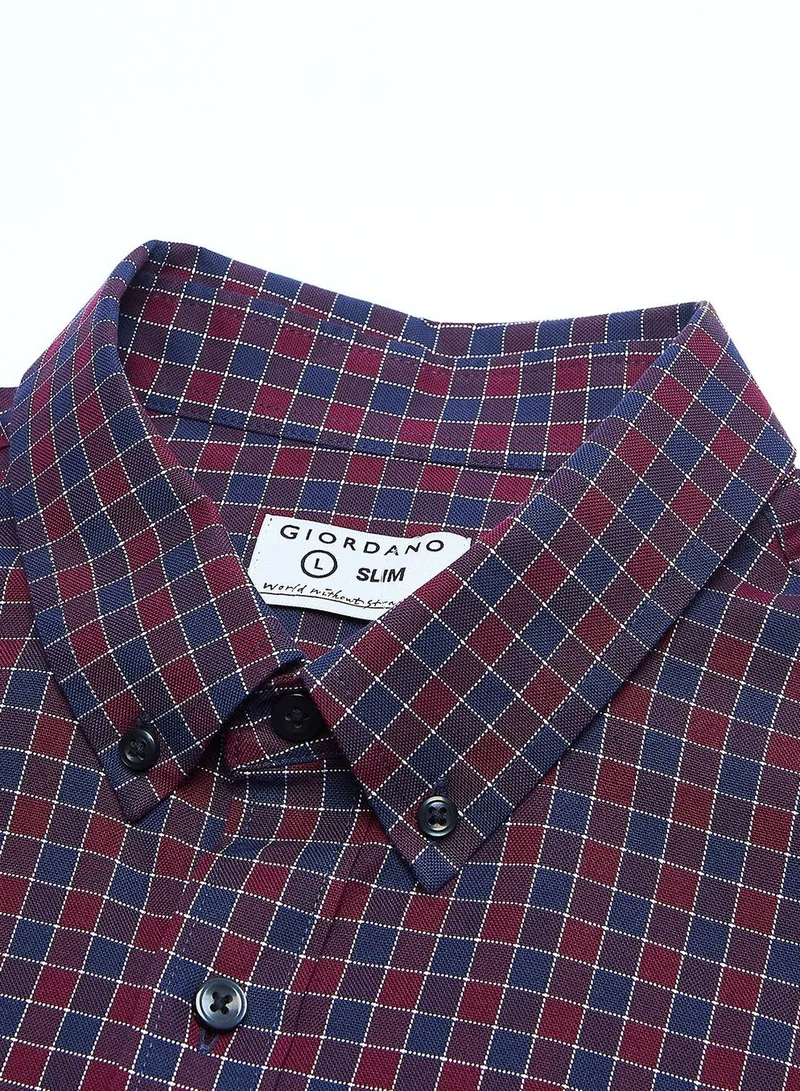 GIORDANO  Men’s Cotton Slim Oxford Shirt with Embroidery for Men | Best Price UAE