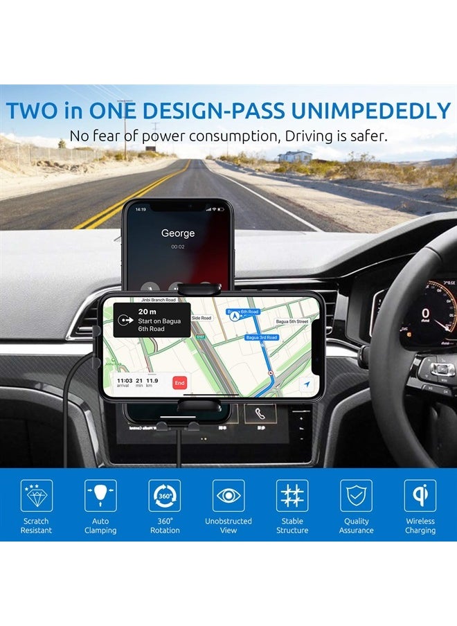 CHGeek - Wireless Car Charger, CHGeek 15W Fast Charging Auto Clamping Car Charger Phone Mount Phone Holder fit for iPhone 14 13 12 11 Pro Max Xs, Samsung Galaxy S23 Ultra S22 S21 S20, S10+ S9+ Note 9, etc - Image 1