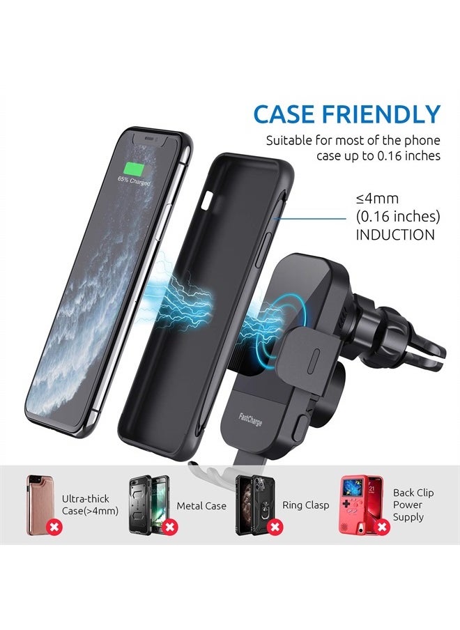 CHGeek - Wireless Car Charger, CHGeek 15W Fast Charging Auto Clamping Car Charger Phone Mount Phone Holder fit for iPhone 14 13 12 11 Pro Max Xs, Samsung Galaxy S23 Ultra S22 S21 S20, S10+ S9+ Note 9, etc - Image 1