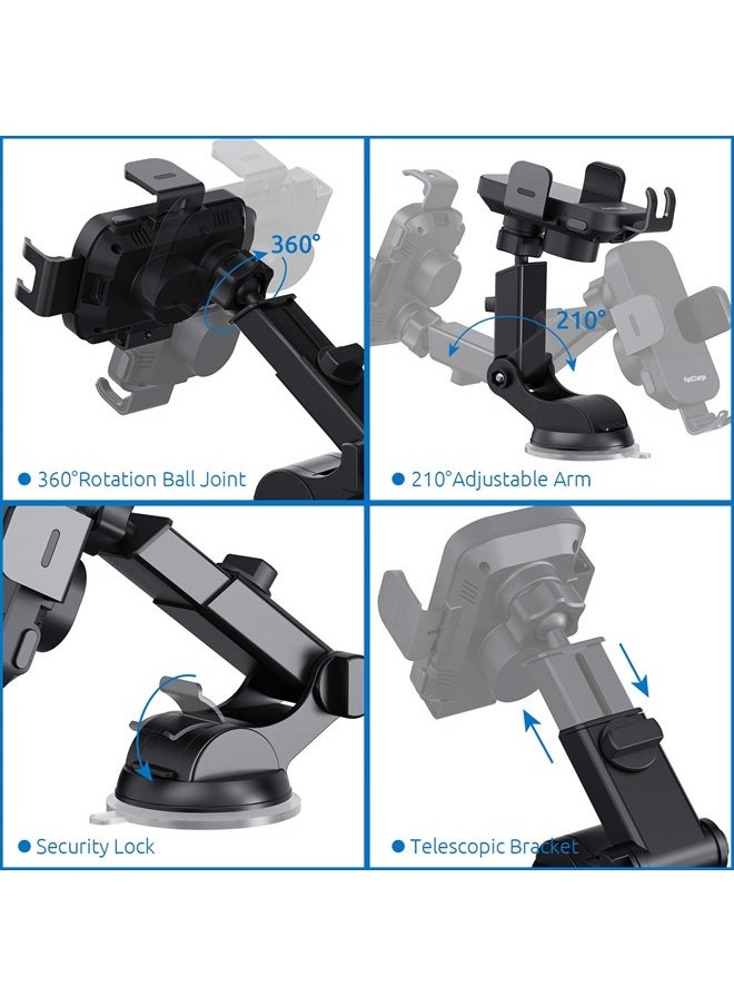 CHGeek - Wireless Car Charger, CHGeek 15W Fast Charging Auto Clamping Car Charger Phone Mount Phone Holder fit for iPhone 14 13 12 11 Pro Max Xs, Samsung Galaxy S23 Ultra S22 S21 S20, S10+ S9+ Note 9, etc - Image 1