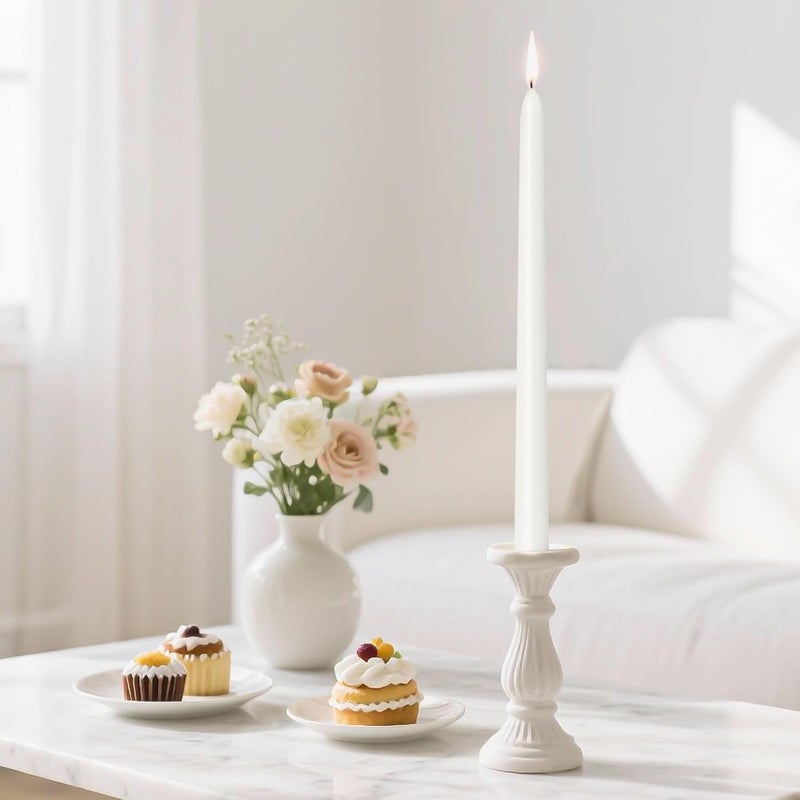 Viyffo Taper Candles 10 Inch White Set of 12 Unscented, Dripless, Smokeless Long Tall Tapered Candlesticks Wedding Home Decor Dinner - Image 3