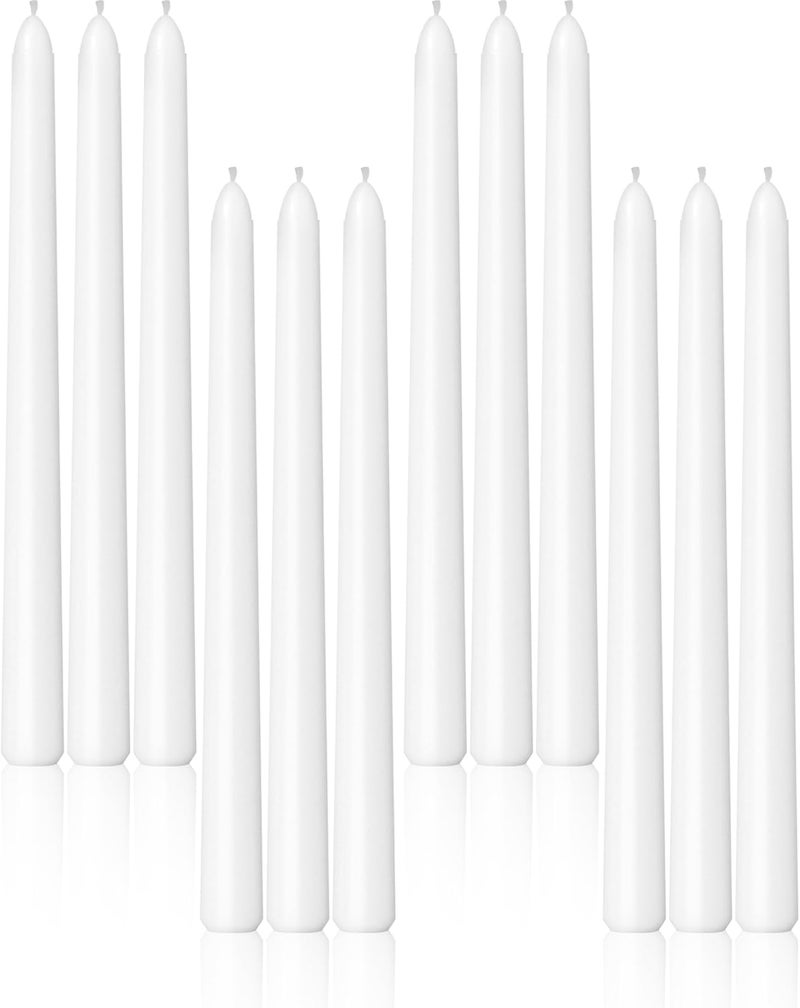 Viyffo Taper Candles 10 Inch White Set of 12 Unscented, Dripless, Smokeless Long Tall Tapered Candlesticks Wedding Home Decor Dinner - Image 1