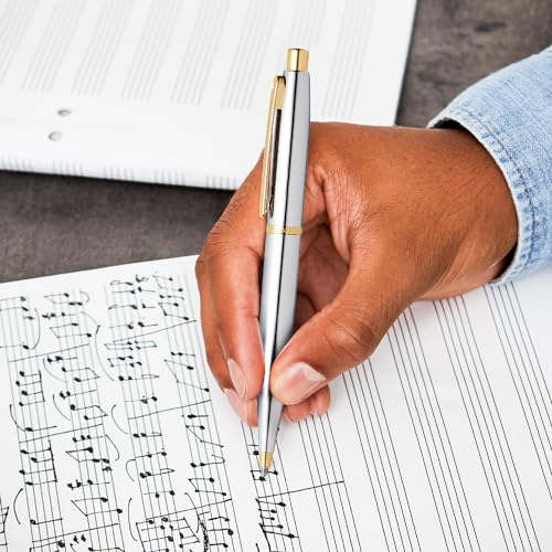 Sheaffer VFM 9422 Ballpoint Pen Polished Chrome with Gold Plated Trim | Premium Ballpen Silver - Image 2