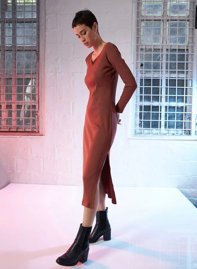 SASSAFRAS Ribbed Knit Dress