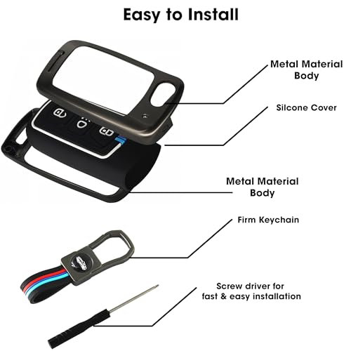OTO2EYE Premium Metal Key Cover Compitable for Tata Tiago | Nexon | Altroz | Safari | Storme | Zest | Bolt | Tigor | Punch | Hexa 3 Button Flip Key - Image 4