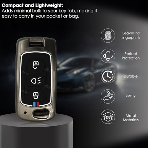OTO2EYE Premium Metal Key Cover Compitable for Tata Tiago | Nexon | Altroz | Safari | Storme | Zest | Bolt | Tigor | Punch | Hexa 3 Button Flip Key - Image 2