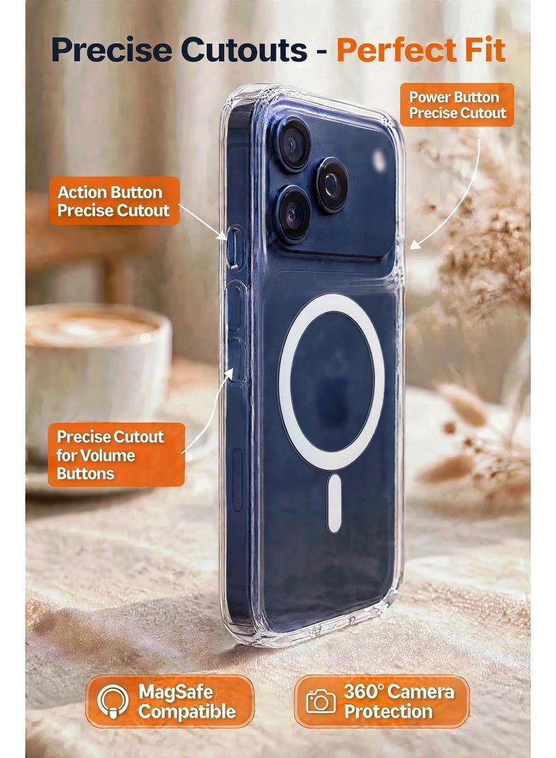 iPhone 17 Pro Clear Magnetic Ring Case Slim Shockproof Transparent Cover with Raised Camera Protection - Image 3