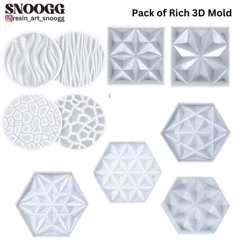 SNOOGG Pack of 10/6 Piece of Hexa and Square 3D Coaster and 4 Piece of 3D Round Coaster for Making and DY for Coaster, Cups Mats,Home Decoration and More. - Image 2
