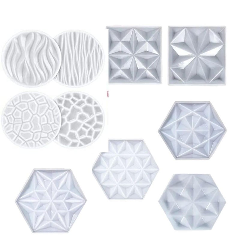 SNOOGG Pack of 10/6 Piece of Hexa and Square 3D Coaster and 4 Piece of 3D Round Coaster for Making and DY for Coaster, Cups Mats,Home Decoration and More. - Image 1