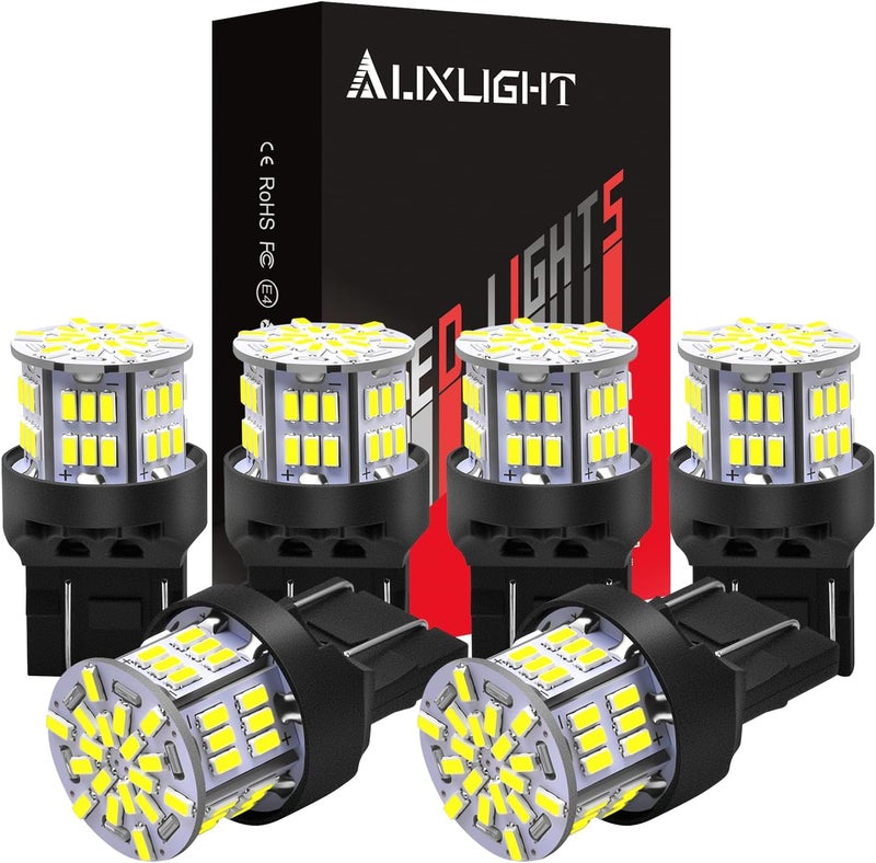 AUXLIGHT 7443 LED Bulbs 54-SMD 300% Super Bright 7444 7440 T20 922 7442 W21W LED Light Replacement for Car Truck Backup Reverse Brake Tail Turn Signal Lights, Xenon White(Pack of 6) - Image 1
