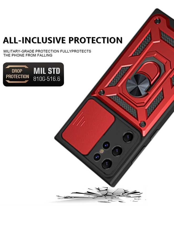 Ocean Samsung Galaxy S23 Ultra 5G Matte Hard Back Case,  With Kickstand And Slide Camera Cover [ Military-Grade ] ,With Full Body Drop Tested Protective Cover Lens Protection (Red)  - Image 3