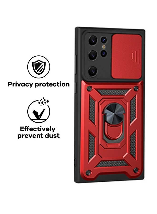 Ocean Samsung Galaxy S23 Ultra 5G Matte Hard Back Case,  With Kickstand And Slide Camera Cover [ Military-Grade ] ,With Full Body Drop Tested Protective Cover Lens Protection (Red)  - Image 4