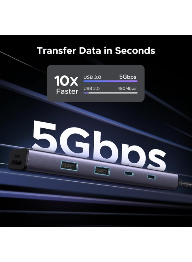 Ugreen Revodok 109 USB C Hub 9-IN-1 [USB-A*2+USB-C*2] USB 3.0 Hub 4K 60Hz HDMI Hub Type-C PD100W Fast Charging USB-C 5Gbps High Speed Transfer with SD Micro SD/TF Card Reader Type C Adapter Compatible - - Image 5