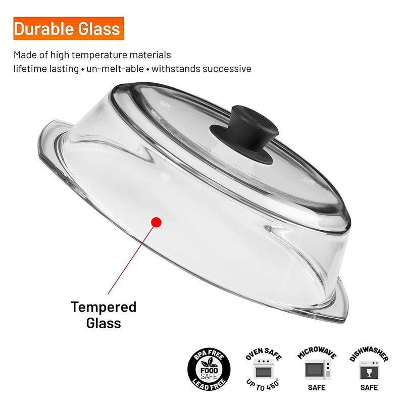 Bezrat Microwave Tall Glass Plate Cover | Splatter Guard Lid with Easy Grip Silicone Handle Knob | 100% Food Grade | BPA Free and Dishwasher Safe | 10 Inch (Black-) - Image 5