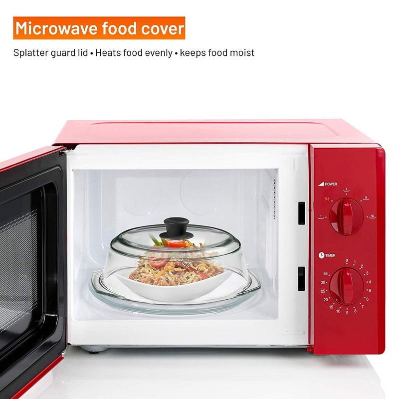 Bezrat Microwave Tall Glass Plate Cover | Splatter Guard Lid with Easy Grip Silicone Handle Knob | 100% Food Grade | BPA Free and Dishwasher Safe | 10 Inch (Black-) - Image 2