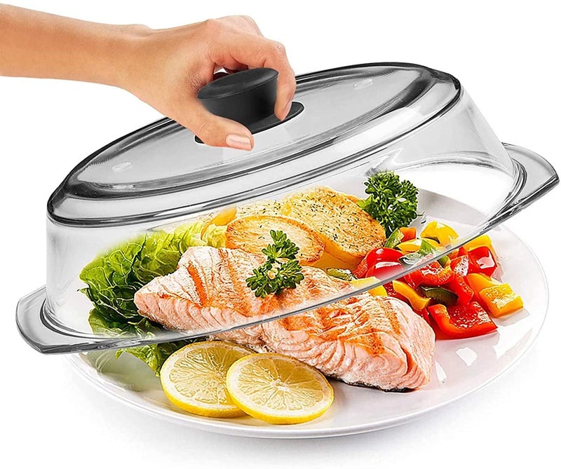 Bezrat Microwave Tall Glass Plate Cover | Splatter Guard Lid with Easy Grip Silicone Handle Knob | 100% Food Grade | BPA Free and Dishwasher Safe | 10 Inch (Black-) - Image 4