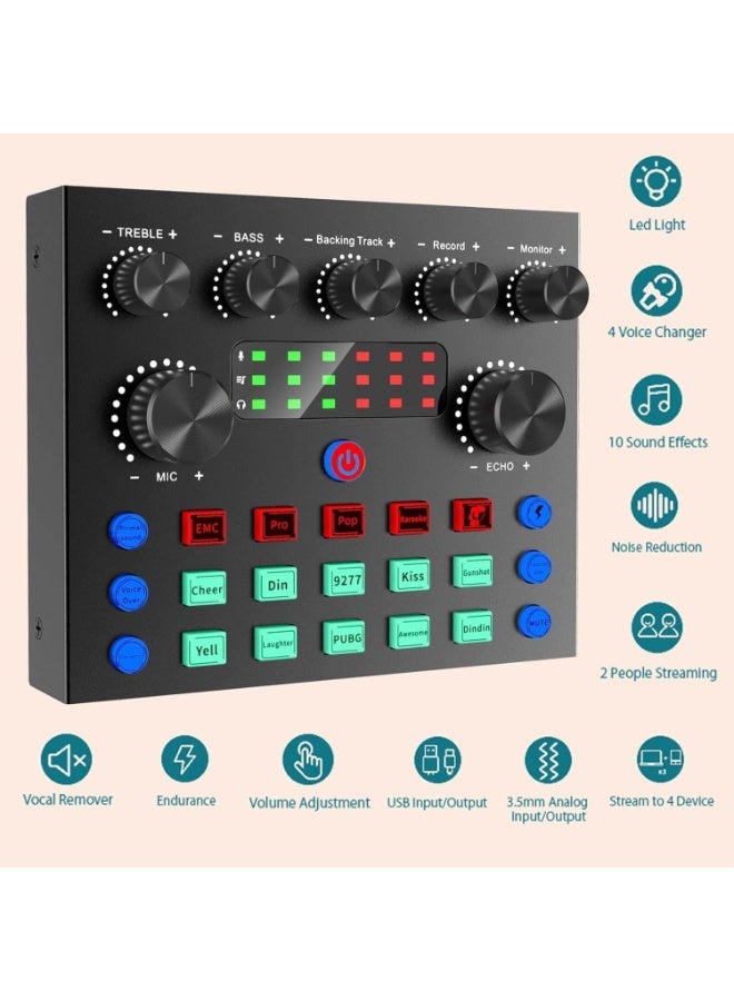 Festive Gallery V8S-X Live Sound Card Bluetooth Sound Mixer Board 3.5mm Audio Interface Live Sound Card with 16 Sound Effects 6 Connecting Methods Dual DSP Noise Reduction Chip For Live Streaming Recording Game PC - Image 3
