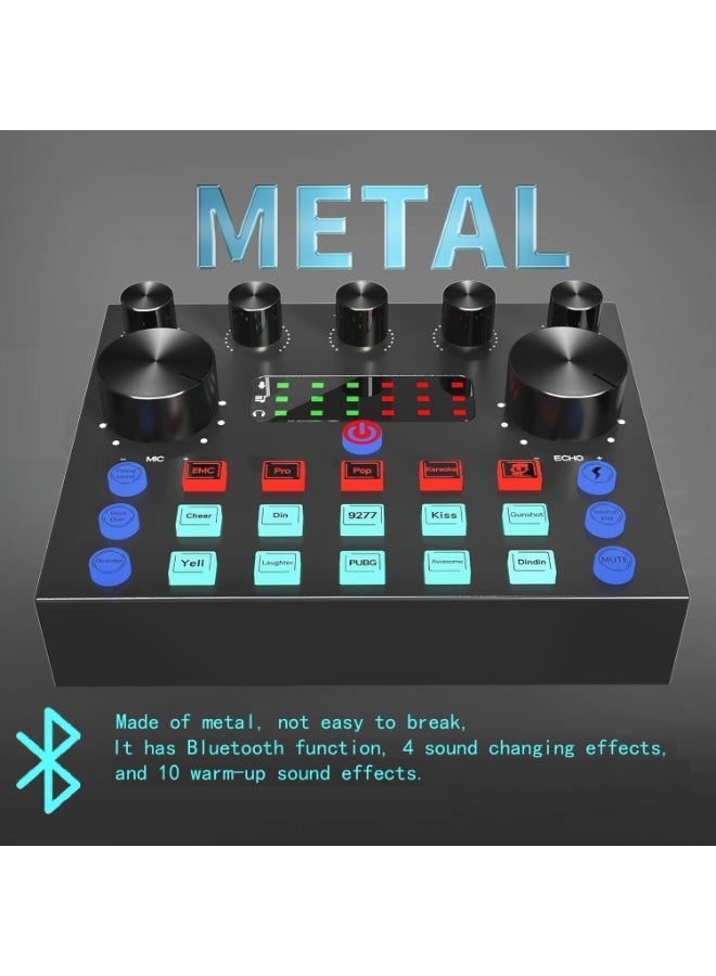 Festive Gallery V8S-X Live Sound Card Bluetooth Sound Mixer Board 3.5mm Audio Interface Live Sound Card with 16 Sound Effects 6 Connecting Methods Dual DSP Noise Reduction Chip For Live Streaming Recording Game PC - Image 1