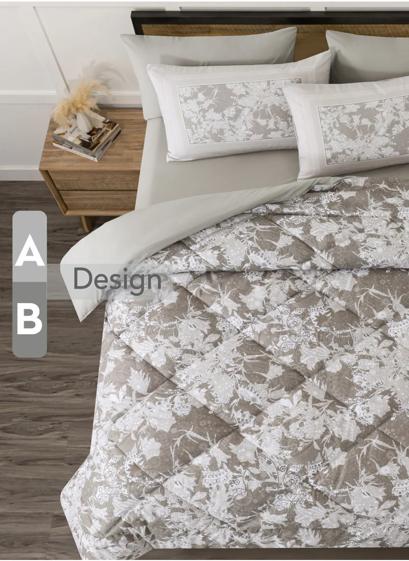 Donetella Printed Comforter Set 4-Pcs Single Size All Season Decorated Reversible Single Bed Comforter Set Fits (140 X 200 Cm)With Super-Soft Down Alterntaive Filing,Grey