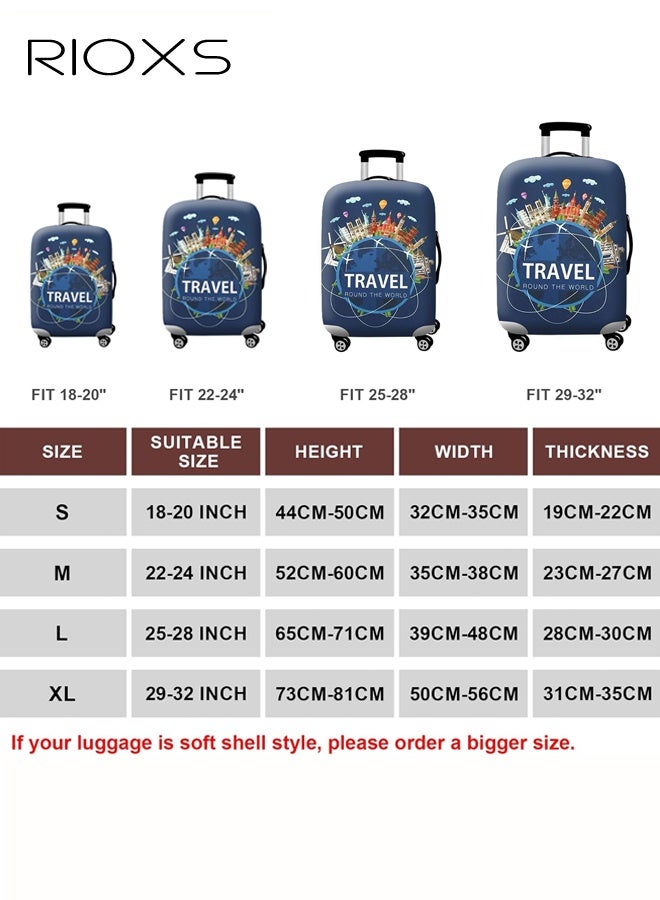 RIOXS Travel Luggage Cover, Stretch Baggage Suitcase Cover Protector Skins with Double Opening, Washable Anti-scratch Luggage Protector Fits for 22-25 Inch Luggage - Image 5