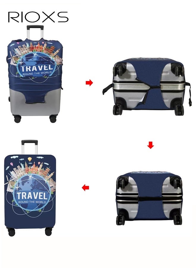 RIOXS Travel Luggage Cover, Stretch Baggage Suitcase Cover Protector Skins with Double Opening, Washable Anti-scratch Luggage Protector Fits for 22-25 Inch Luggage - Image 4