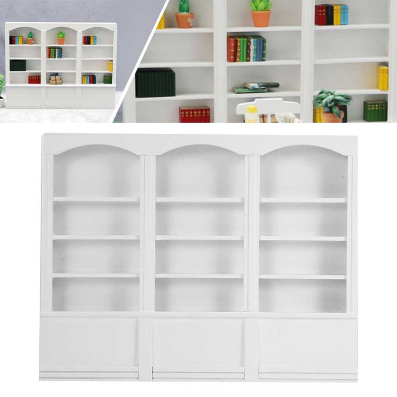 1:12 Doll House Accessories Mini Bookshelf Display Cabinet Bookcase Furniture Toy White - Image 3